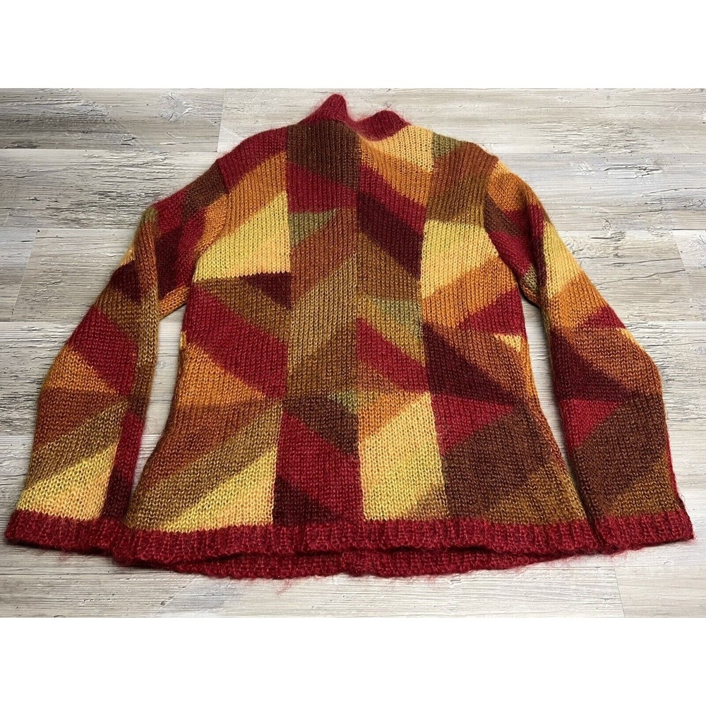 Talbots Cardigan Mohair Blend Fall Warm Colors Geometric Size M Button Up - Picture 2 of 7
